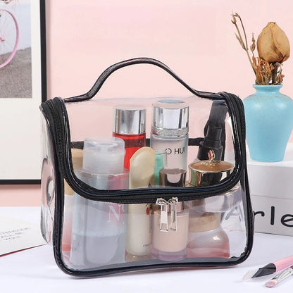 Large Capacity Clear Pvc Cosmetic Bag Waterproof Transparent Toiletry Bag Organizer Top Handle