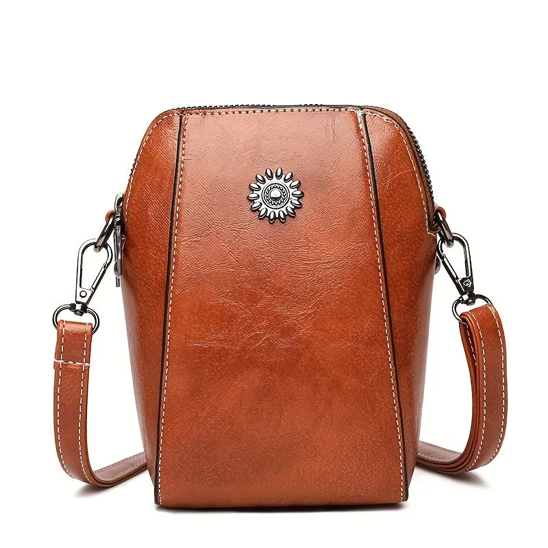 Soft Leather Mobile Phone Bag Women Mini Vertical Style Small Bag Putting Mobile Phones Purse - Soft