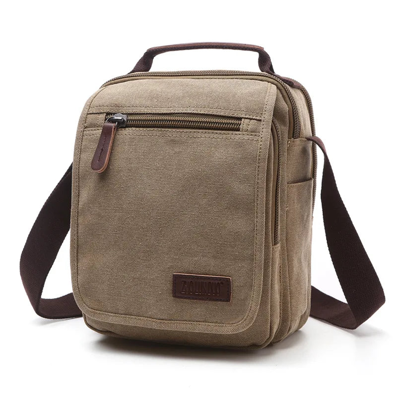 Canvas Men S Cross-Body Bag Korean Version One Shoulder Carry Multiple Pockets Document Large
