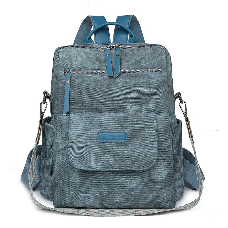 Women's Leather Backpack – Anti-Theft Multi-Pocket Travel Bag