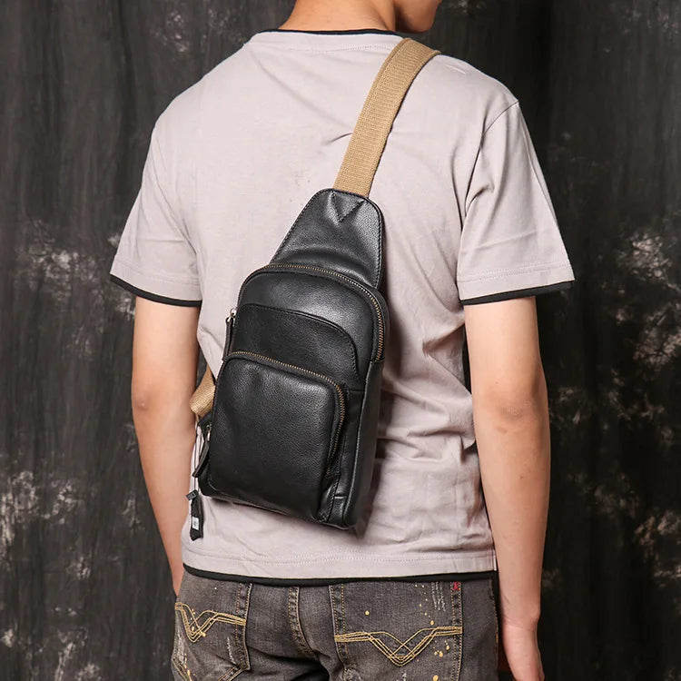 Men S Chest Bag Made Genuine Leather Women S Crossbody Bag Made Cowhide