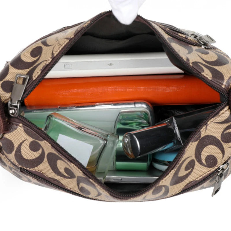 Monogram Print Crossbody Shoulder Bag – Women's PU Leather Handbag