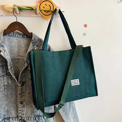 Canvas Tote Bag with Detachable Adjustable Crossbody Strap