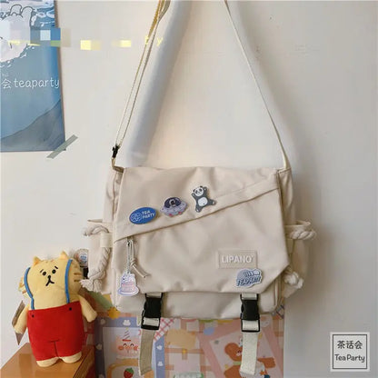 Canvas Crossbody Messenger Bag – Cute Casual Shoulder Bag for Women