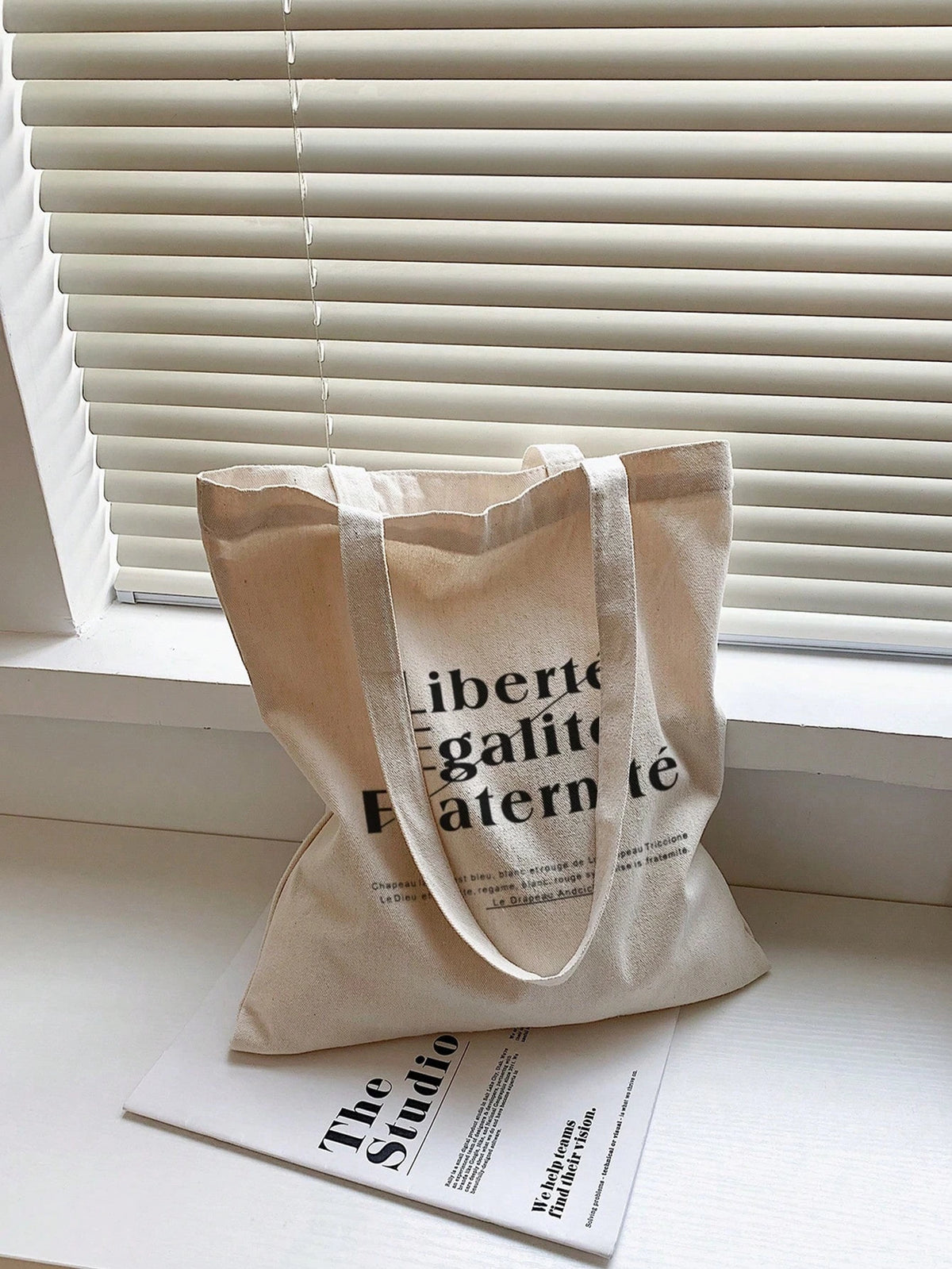 Casual Fashionable Letter Printed Canvas Handbag Large Capacity Single Shoulder Shopping Bag