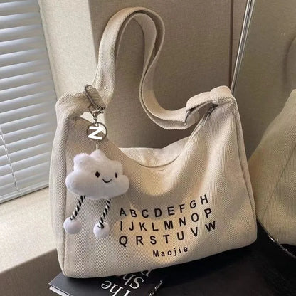 Love Heart Large Capacity Dumpling Pendant Kawaii Tote Simple Casual Shoulder Crossbody Bag