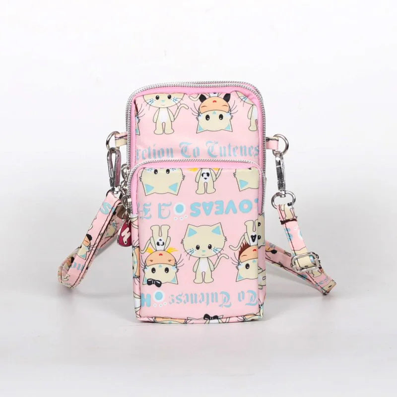 Nylon Shoulder Crossbody Phone Bag Women Sports Running Multi Layer Zipper Pouch Armband Bag