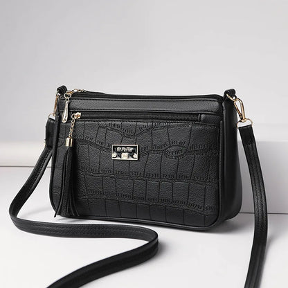 Crocodile Embossed Crossbody Bag – Women's Small Shoulder Purse with Tassel