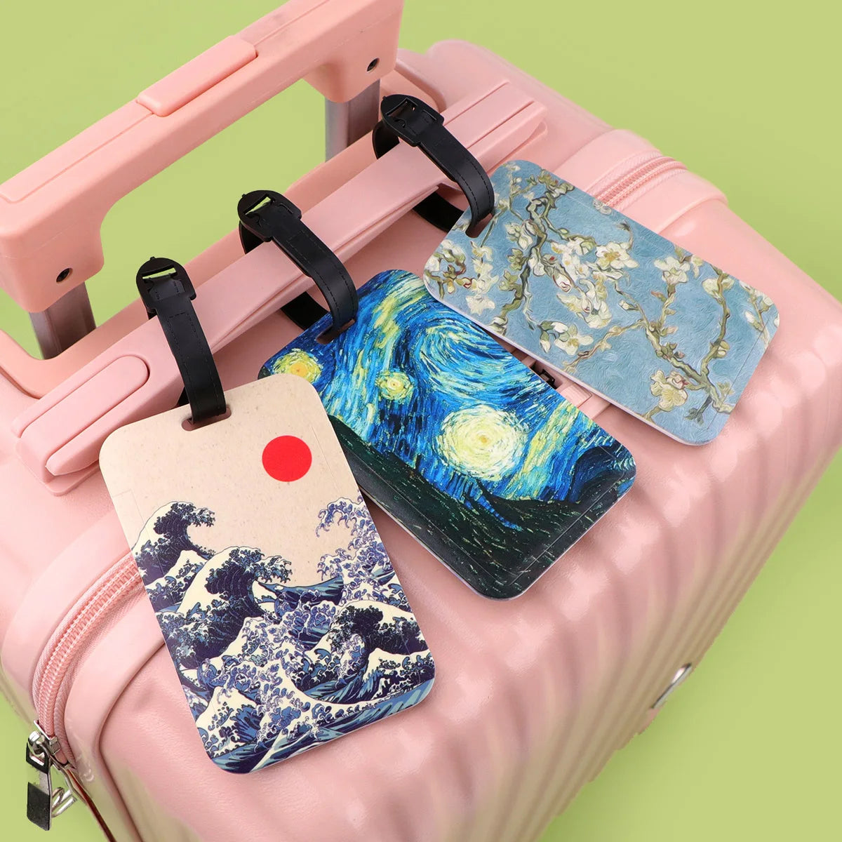 Oil Painting Plastics Baggage Tag Artistic Suitcase Backpack Anti-Lost Listing Id Card Holder