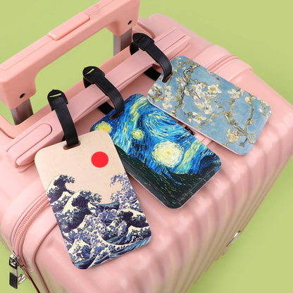 Oil Painting Plastics Baggage Tag Artistic Suitcase Backpack Anti-Lost Listing Id Card Holder