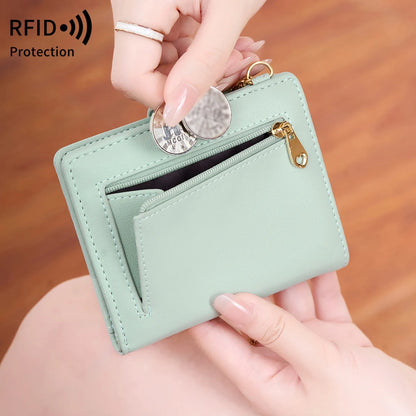 Double-Folding Ultra-Thin Card Case Rfid Anti-Theft Swiping Women S Wallet