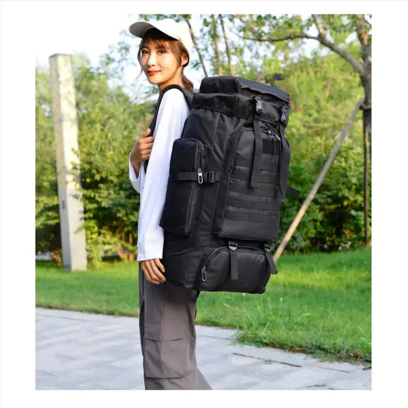 100l Large Mountaineering Backpack Outdoor Climbing Bag Tactical Rucksack Hiking Camping Travel