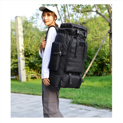100l Large Mountaineering Backpack Outdoor Climbing Bag Tactical Rucksack Hiking Camping Travel