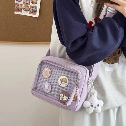 Mini Ita Crossbody Bag – Transparent Pocket Small Shoulder Bag for Badge Display