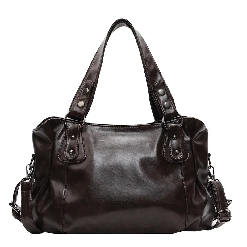 Large Capacity Retro Leather Shoulder Bag for Women