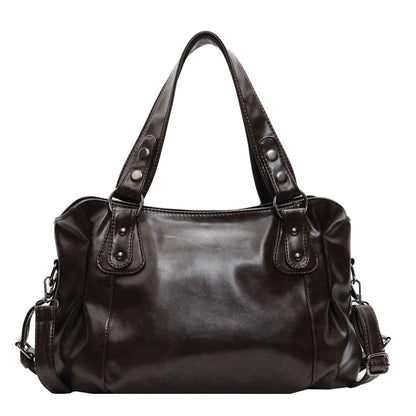 Large Capacity Retro Leather Shoulder Bag for Women
