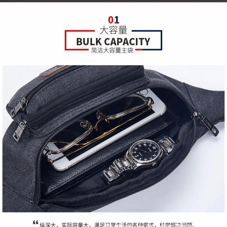 Men S Outdoor Simple Shoulder Crossbody Bag Sports Canvas Wear-Resistant Waterproof Backpack