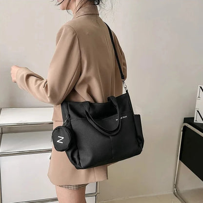 Stylish Large Capacity Tote Crossbody Bag Minimalist Shoulder Bag Small Detachable Coin Purse