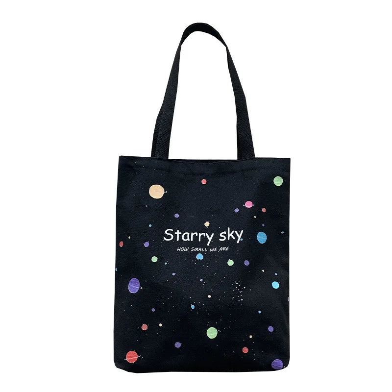 Design Tote Bag Starry Sky Canvas Women Handbag Large Capacity Student School Book Single Shoulder