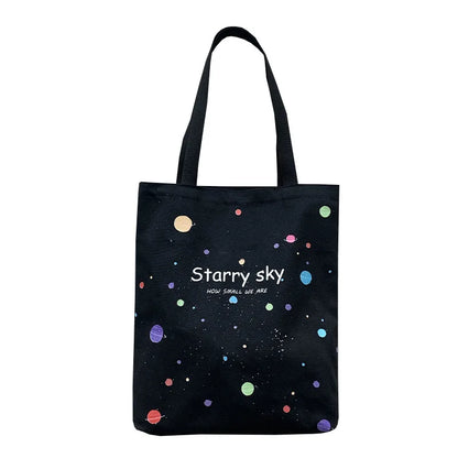 Design Tote Bag Starry Sky Canvas Women Handbag Large Capacity Student School Book Single Shoulder