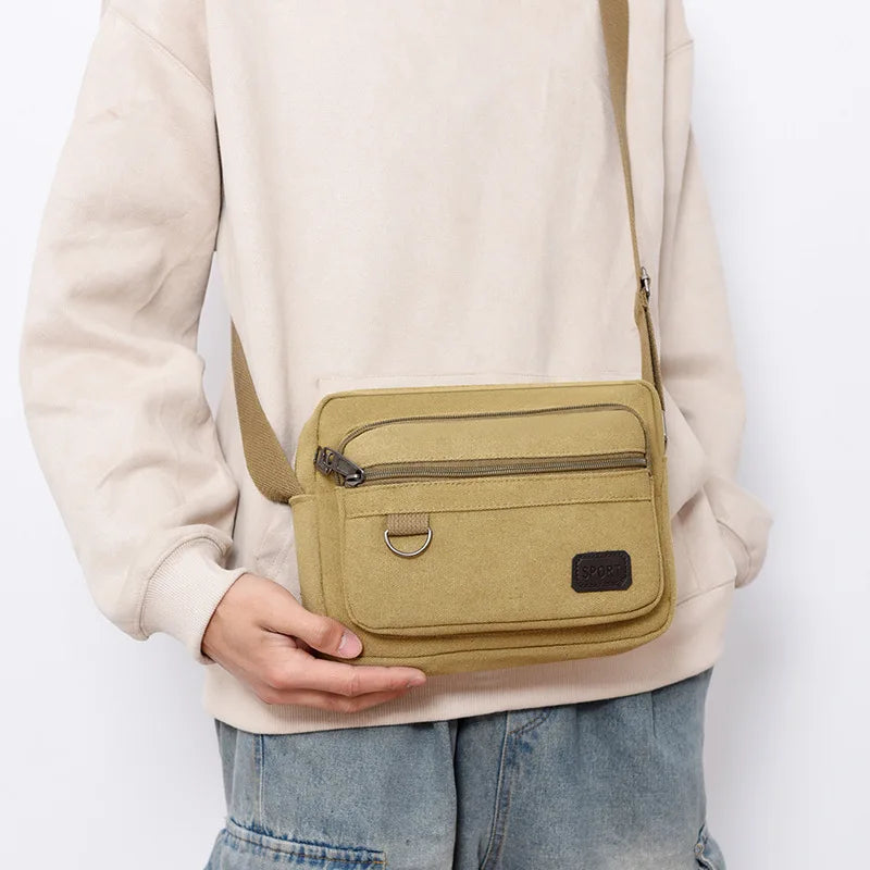 Fashionable Canvas Wear-Resistant Tool Single-Shoulder Crossbody Bag Large-Capacity Casual Men S