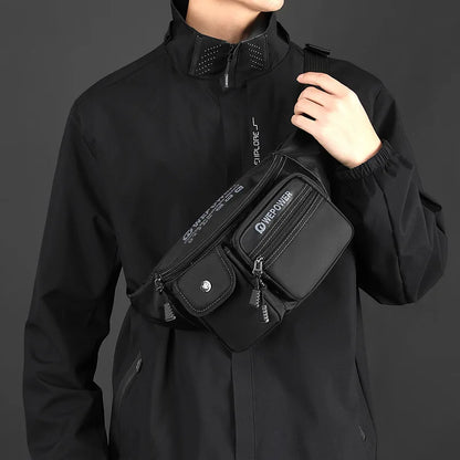 Men Function Wind Waist Bag Simple Light Cross-Body Shoulder Multi-Layer Outdoor Storage Chest