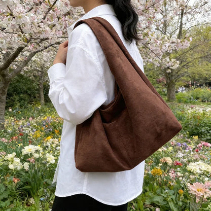 Suede Tote Bag for Women – Large Capacity Faux Suede Shoulder Handbag