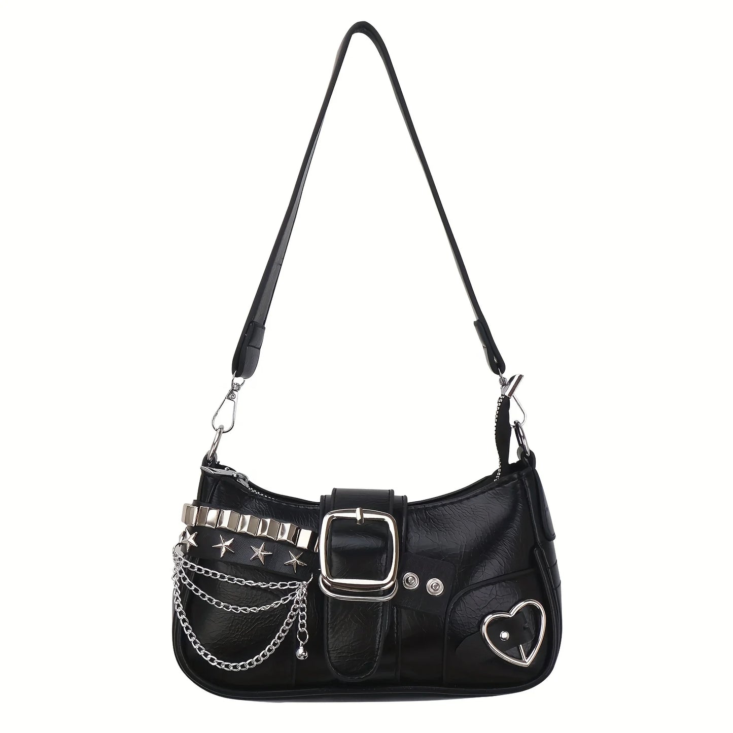 Y2K Korean Style Shoulder Bag with Chain & Star Studs