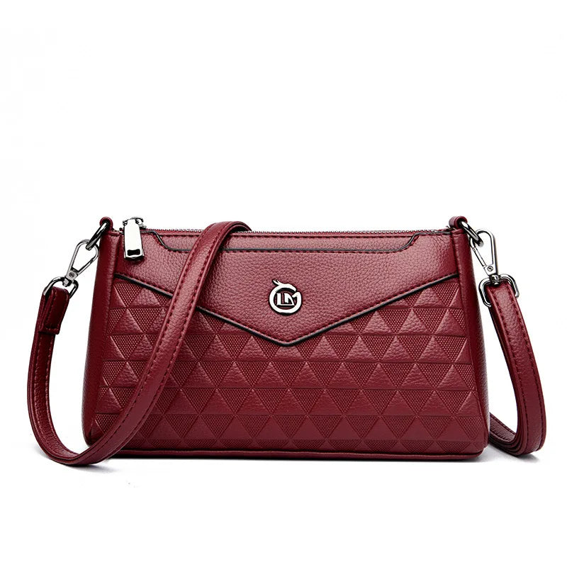 Diamond-Shaped Zipper Large-Capacity Waterproof Soft Leather Women S Single-Shoulder Crossbody Bag