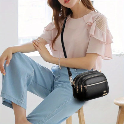 Crossbody Bag Women Multi-Layered Zipper Shoulder Bag