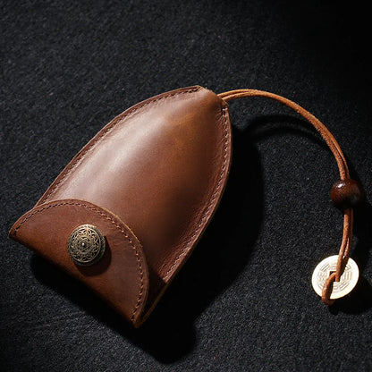 Car Key Bag Vintage Cowhide Crazy Horse Leather Card Hand-Pulled Storage Men Women