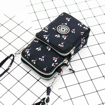 Nylon Shoulder Crossbody Phone Bag Women Sports Running Multi Layer Zipper Pouch Armband Bag