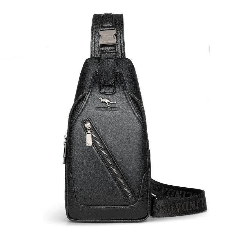Men S Chest Bag Cowhide Cross-Body Casual Shoulder Leather Large Capacity Business Backpack