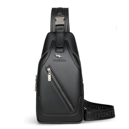 Men S Chest Bag Cowhide Cross-Body Casual Shoulder Leather Large Capacity Business Backpack