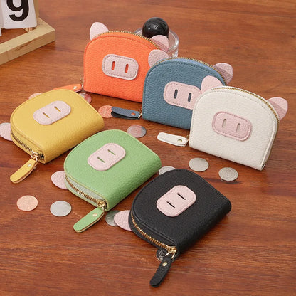 Organ Card Bag Ladies Cartoon Cute Piglet Holder Multi-Slot Large Capacity Certificate Zipper Coin