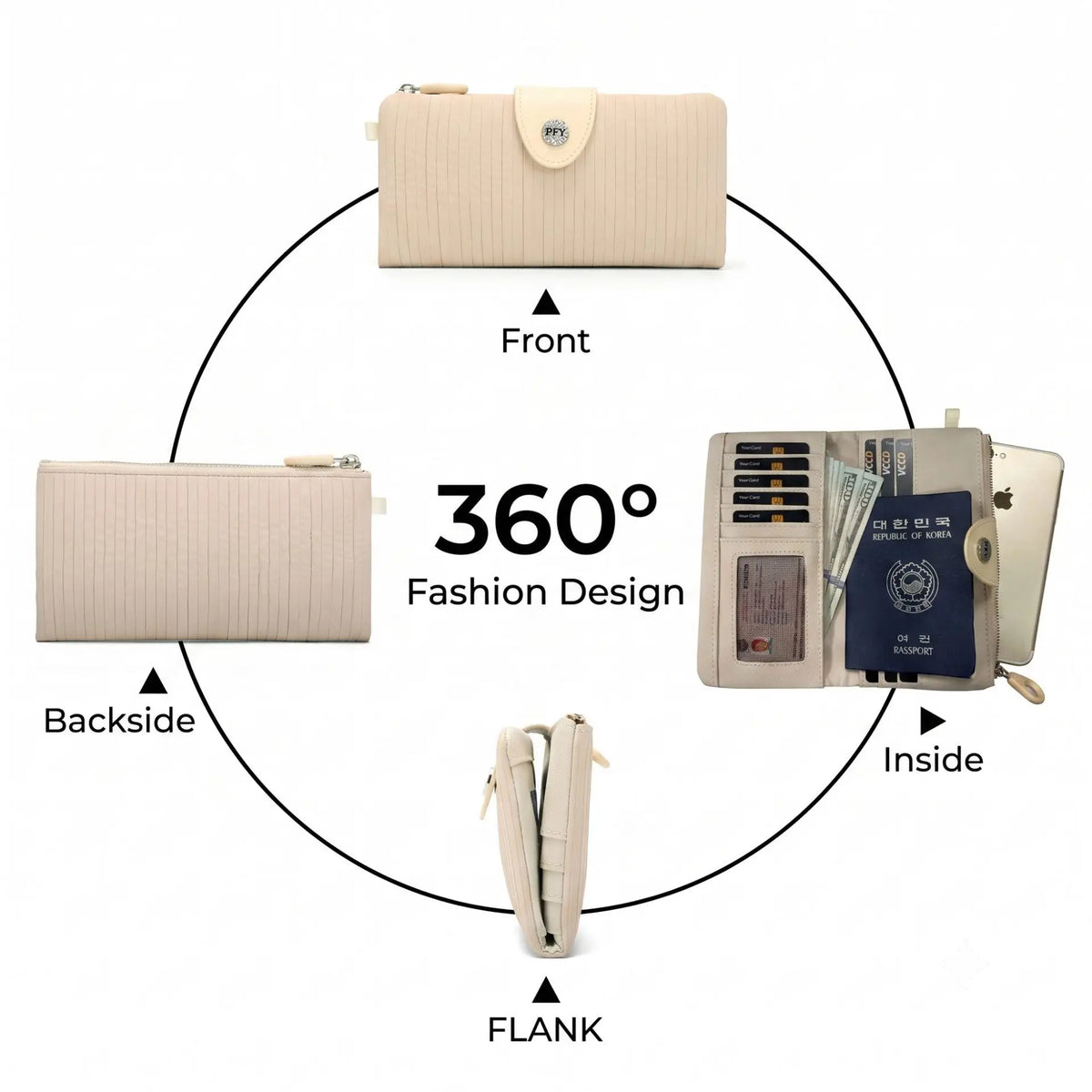 Pu Leather Women S Long-Style Wallet Creases Large Capacity