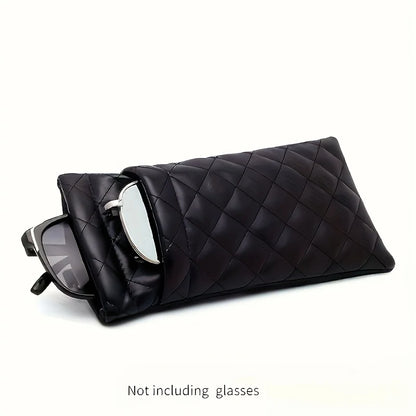 Quilted Faux Leather Glasses Case with Auto-Close Snap