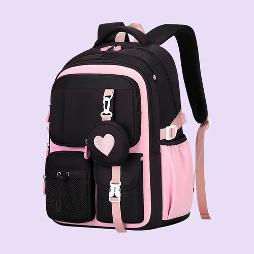 Love Pattern School Bag Backpack Pencil Case Lunch Three Piece Set Nylon Fabric Waterproof Boy Girl