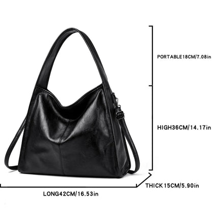 Vintage Oil Wax Leather Tote Bag for Women – Large Capacity