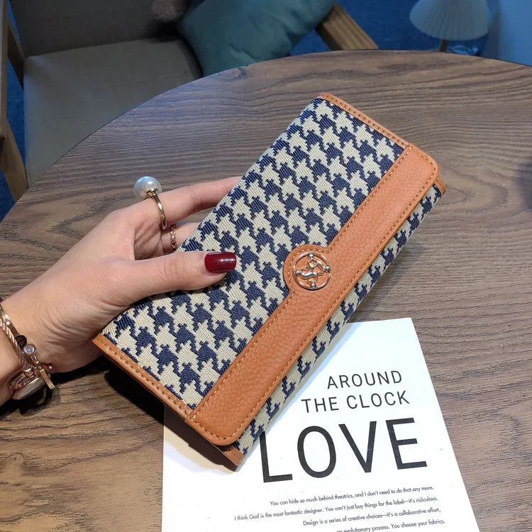 Leather Long Purse Ladies Wallet Niche Design Multi-Card Bag Canvas Coin Premium Large Capacity