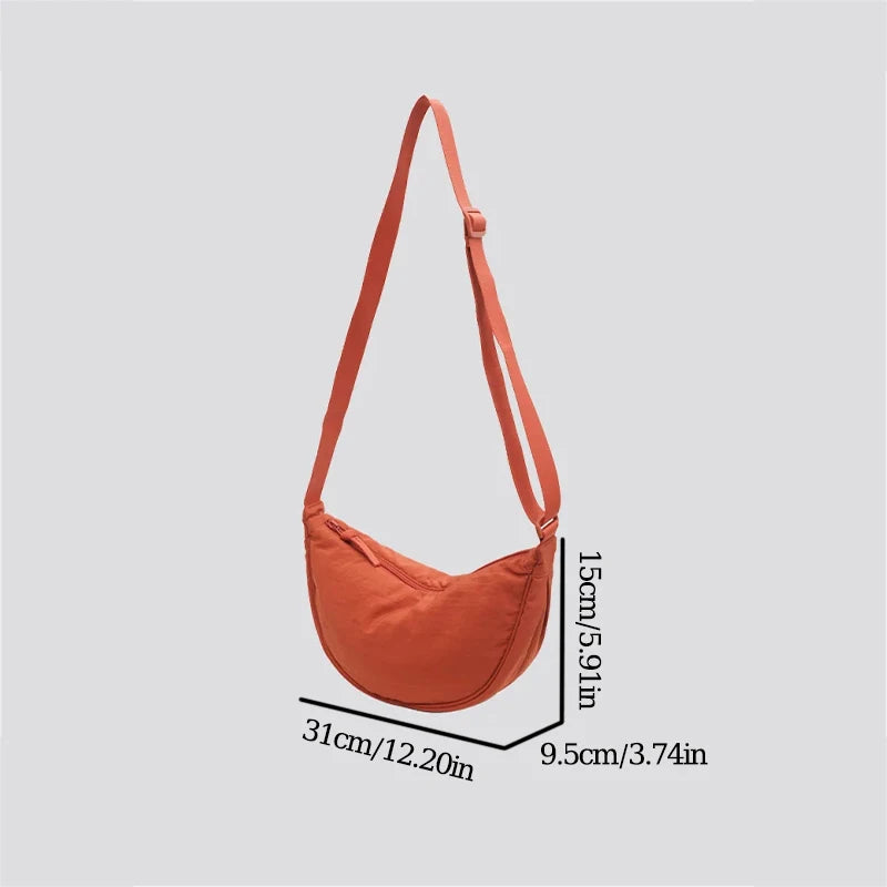 Simple Casual Solid Color Nylon Large Capacity Women S Dumpling Bag Shoulder Travel Commuting