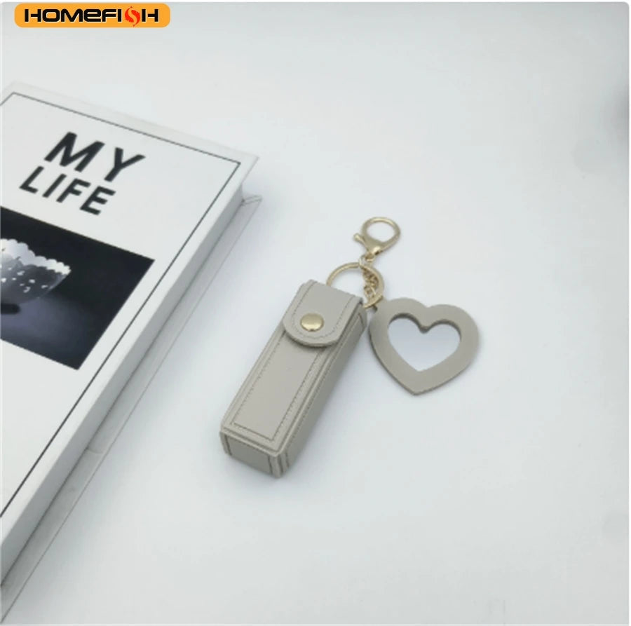 Homefish Multi-Color Portable Lipstick Bag Mini Heart Shaped Design Mirror
