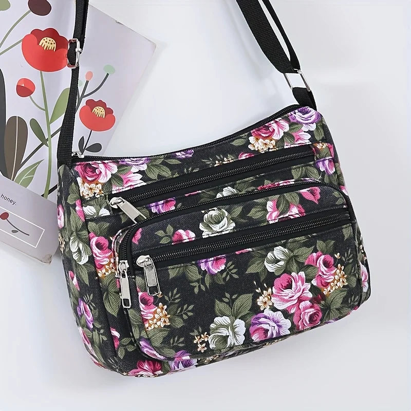 Large Capacity Floral Crossbody Shoulder Bag for Women