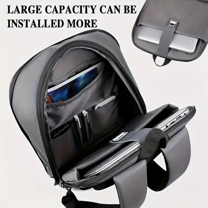 1pc Lightweight Backpack Mens Solid Color Expandable Business Durable Zipper Multi Compartment