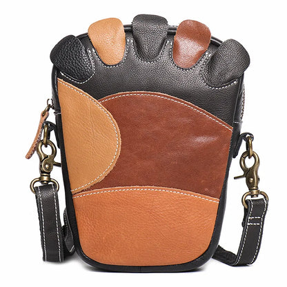 Personalized Toe-Shaped Men S Cowhide Single-Shoulder Genuine Leather Contrasting Color Crossbody