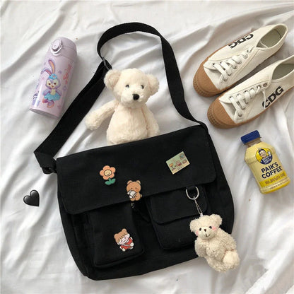 Cute Canvas Messenger Bag for Women – Kawaii Printed Shoulder Satchel