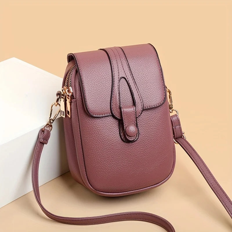Stylish Flip Open Pu Leather Crossbody Bags Women Versatile Shoulder Purses Phone Pouch Pocket