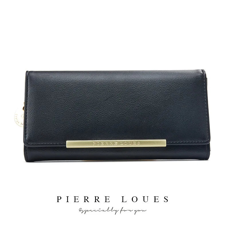 Women S Long Purse Pure Color Simple Large Capacity Mobile Phone Storage Multi-Function Hand