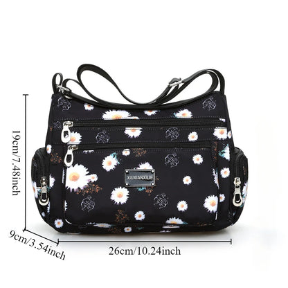 Floral Print Multi-Pocket Crossbody Bag for Women