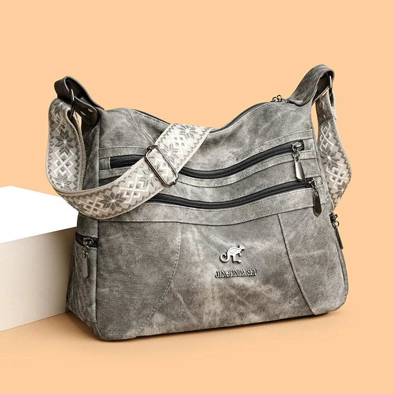 Vintage Shoulder Bag – Multi Layer Faux Leather Crossbody Handbag for Women